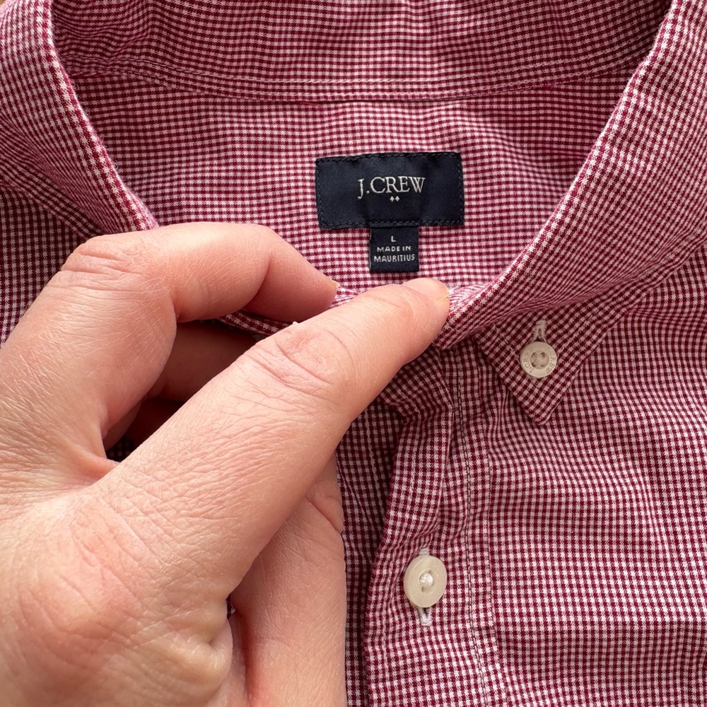 J. Crew Men's Burgundy Gingham Shirt